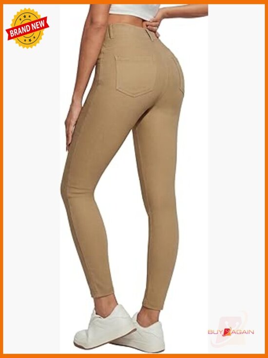 Denim - High Waisted Stretchy Skinny Jeans Tummy Control Jeggings Pull On with Pockets